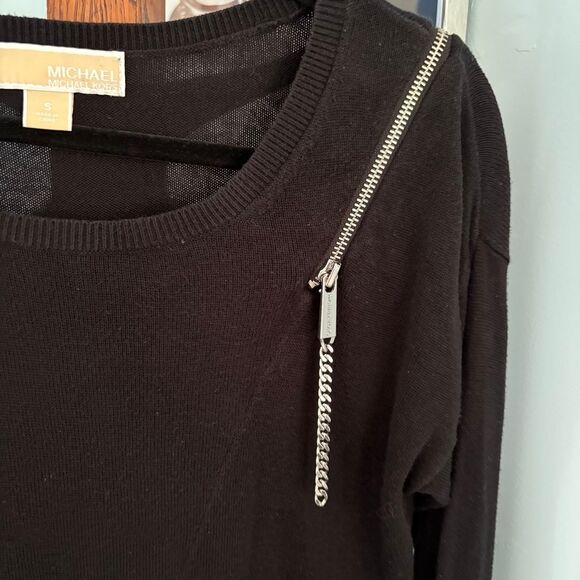 MICHAEL Michael Kors Black Sweater with Silver Zipper Detail size S - Picture 3 of 7